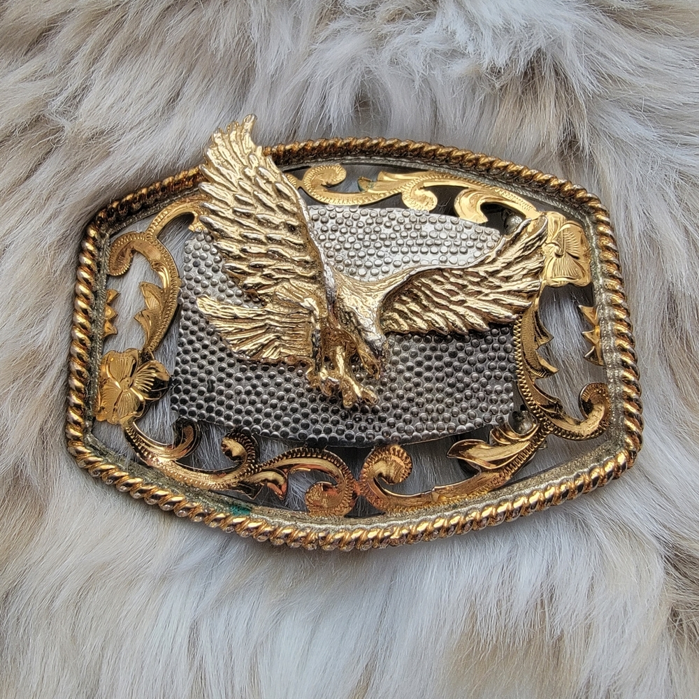 Alpaca Mexico Gold & Silver Plated Eagle Belt Buckle